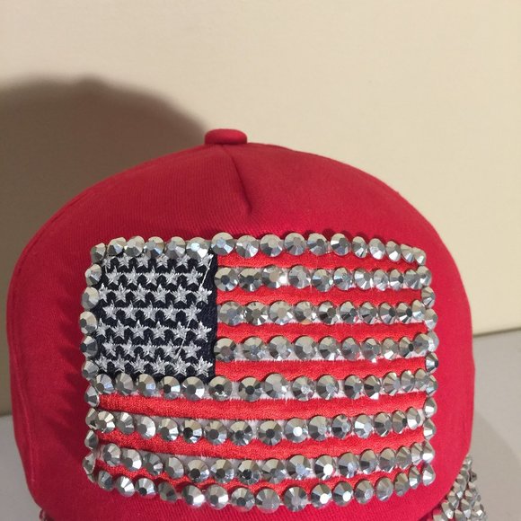 United States of America Flag Bling Fancy Baseball Cap Hat Rhinestones R… - Picture 6 of 10